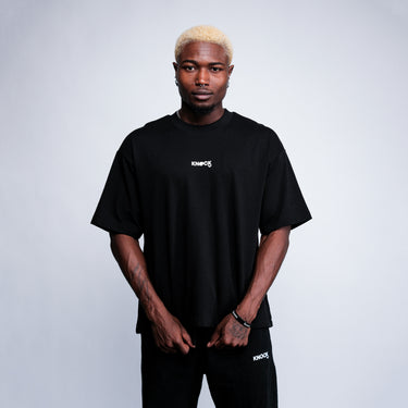 kinddot. x KNOCK colorblock juodi marškinėliai