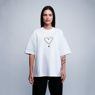 kinddot. x KNOCK heart balti marškinėliai